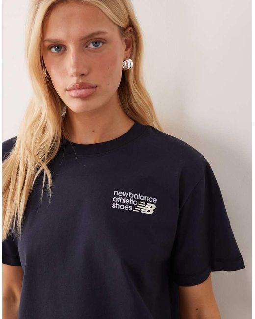 New Balance Blue Athletics Premium Logo Hip Length Relaxed T-Shirt