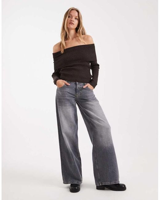 ONLY Black Off Shoulder Knitted Jumper