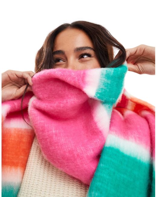 ASOS White Scarf With Colour Stripe Design
