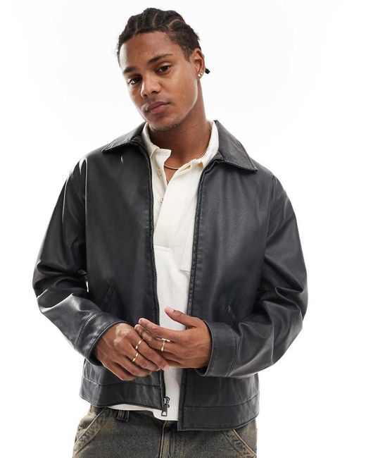 Faux leather biker jacket mens shop