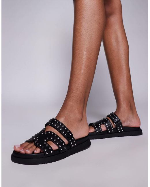 Steve Madden White Missile Sandals With Studded Straps