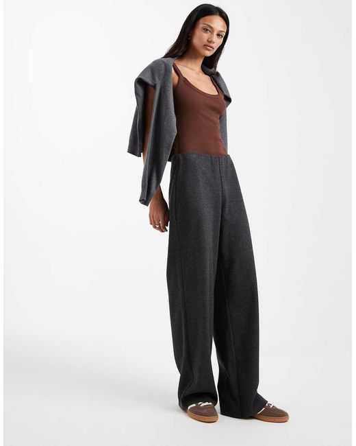 ASOS Katoenen Geribbelde Bodysuit Met Lage Ronde Rug in het Brown