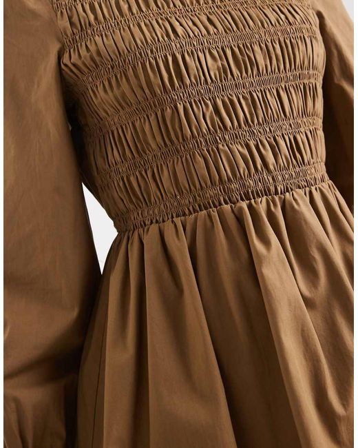 New Look Natural Shirred Bodice Mini Dress