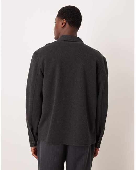 Mango Black Cotton Mix Shacket for men