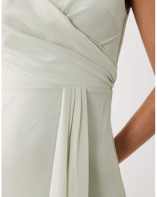TFNC London White Bridesmaid Chiffon Wrap Top Draped Maxi Dress