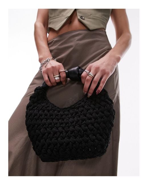 TOPSHOP Brown Gretel Woven Grab Bag With Knotted Handle