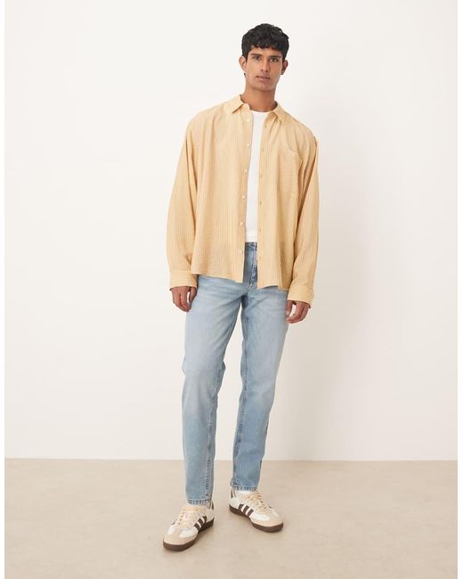 Camicia Oversize Gialla A Righe di ASOS in Natural da Uomo
