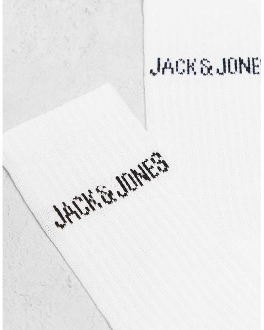 Jack & Jones White 5 Pack Ribbed Logo Socks for men