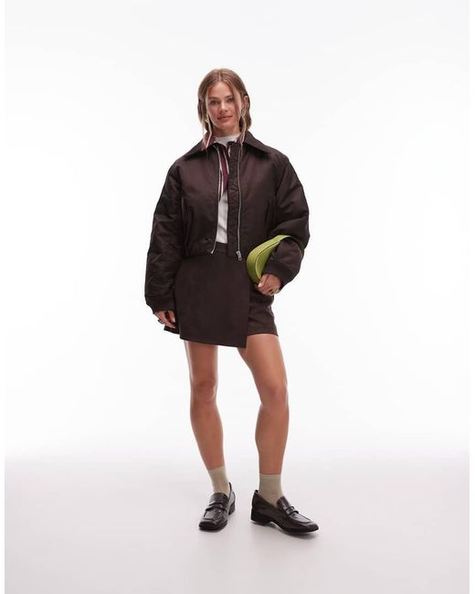 Giacca Bomber Marrone Con Colletto Imbottito E Zip di & Other Stories in Brown