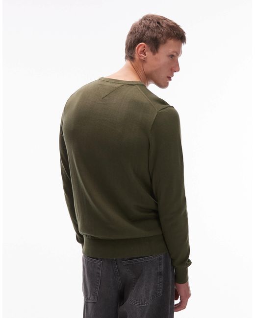 Tommy Hilfiger – basic-pullover aus baumwolle in Green für Herren