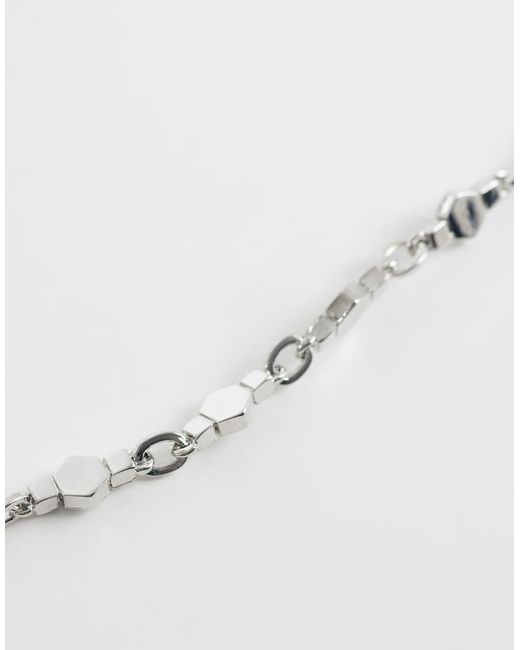 ASOS White Hexagon Link Chain Necklace for men