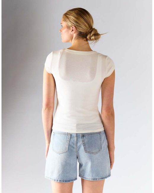 Glamorous Blue Button Front Tee