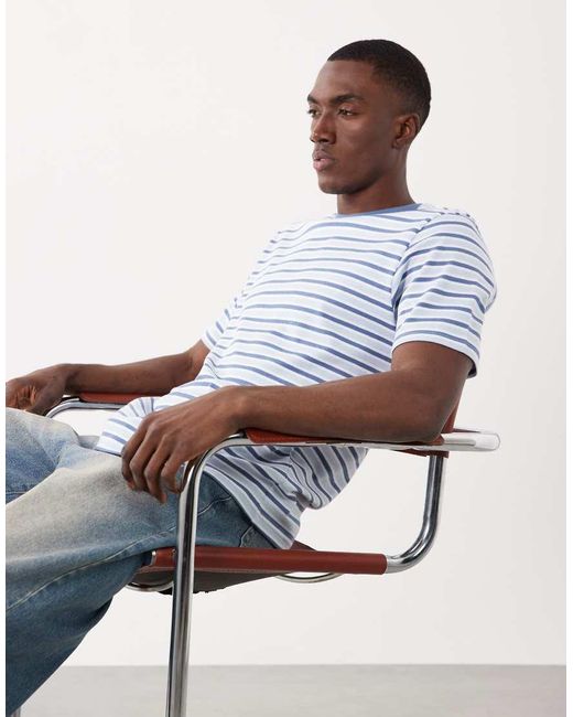 Threadbare Blue Short Sleeve Stripe T-shirt for men