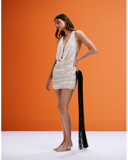 Sac à main à longues franges avec bride amovible en chaîne ASOS en coloris Orange