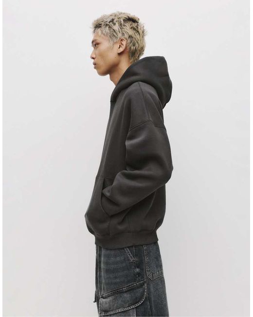 Pull&Bear Gray Boxy Hooded Sweatshirt for men