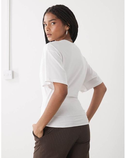 Weekday White Cinched Waist T-Shirt