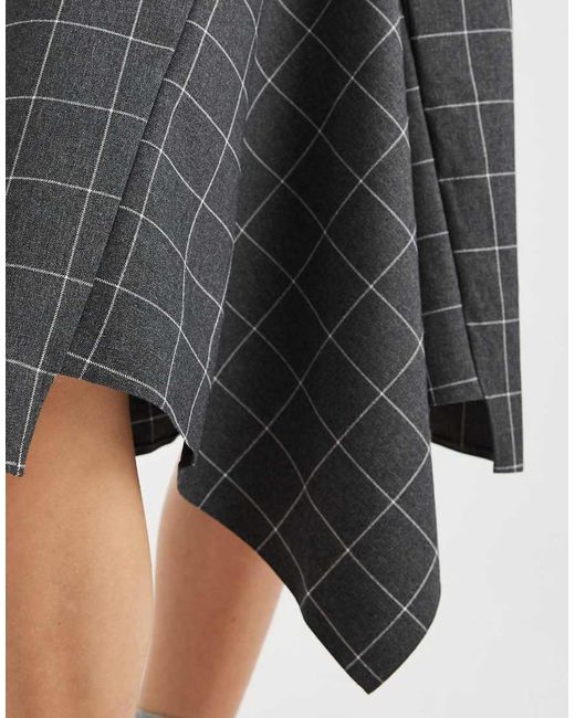 ASOS Jaren 90-Stijl Geruite Midirok Met Verlaagde Zoom in het Black