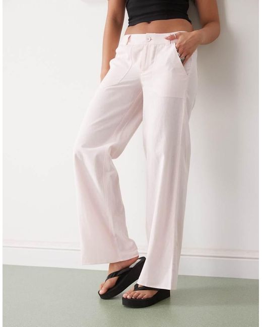 Collusion Pink 90s Low Rise Relaxed Trouser With Linen