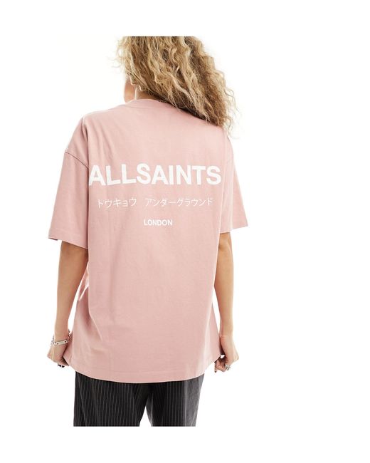 Underground - t-shirt oversize polvere di AllSaints in Pink