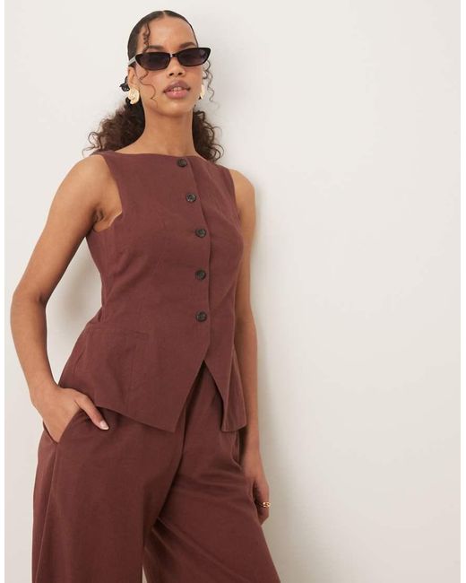 ASOS Red Button Down Vest Jumpsuit