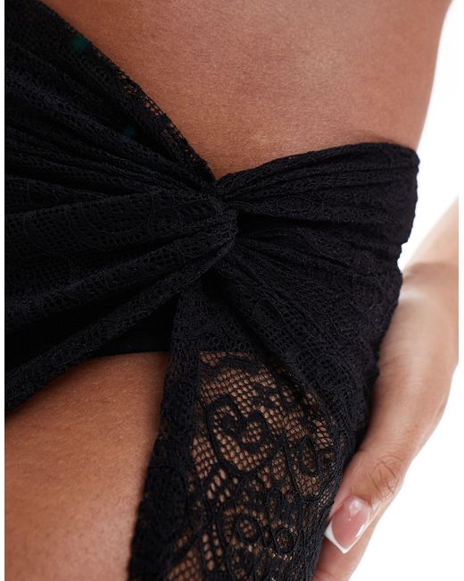 New Look Black Lace Tie Side Sarong