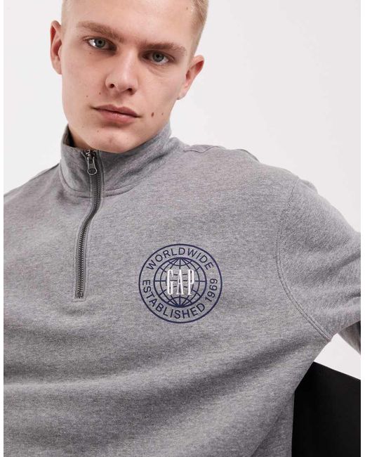 Gap Gray Quarter Zip Sweater for men