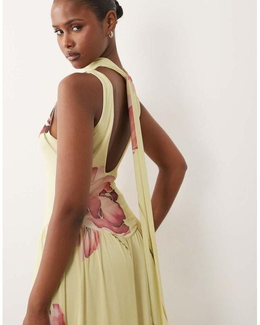 ASOS Natural Slinky Maxi Dress With Scarf Detail