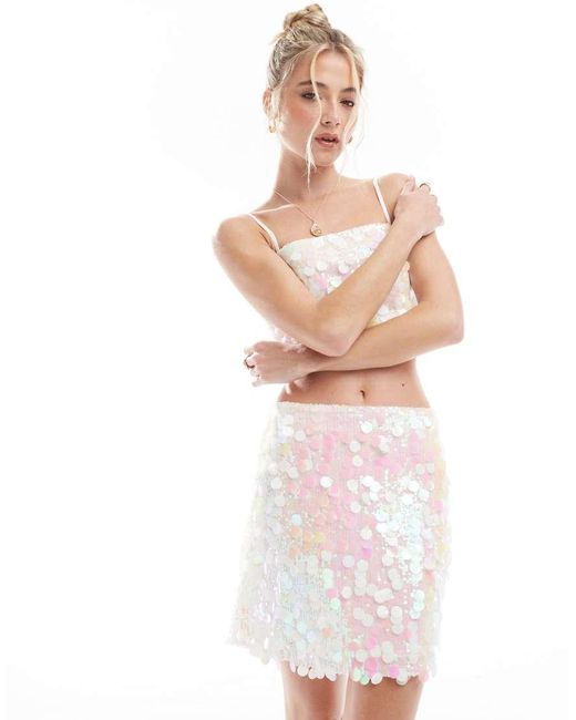 New Look White Sequin Mini Skirt