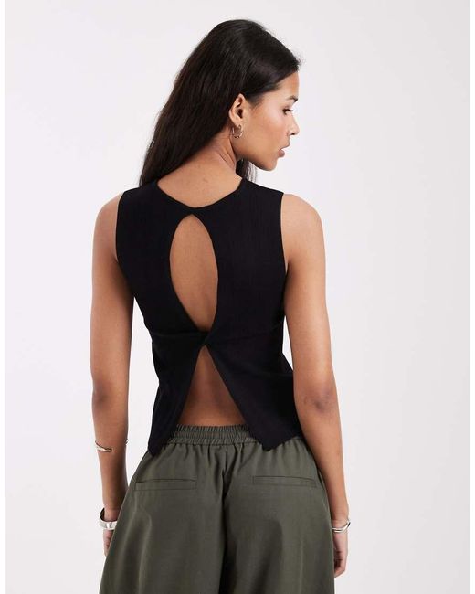 JJXX Black Twist Back Knit Top