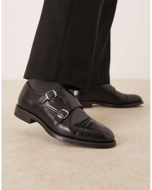 Mango Black 100% Leather Brogues With Buckles for men