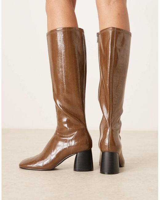 ASOS Natural Cassidy Round Toe Knee Boots