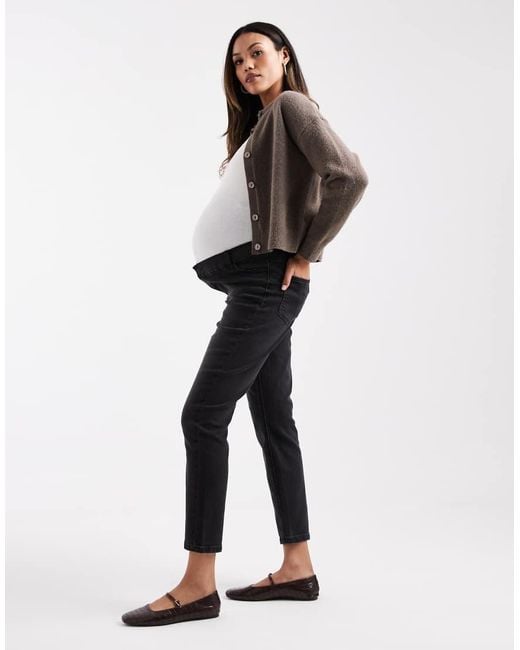 ASOS White Asos Design Maternity Slim Fit Comfort Mom Jeans