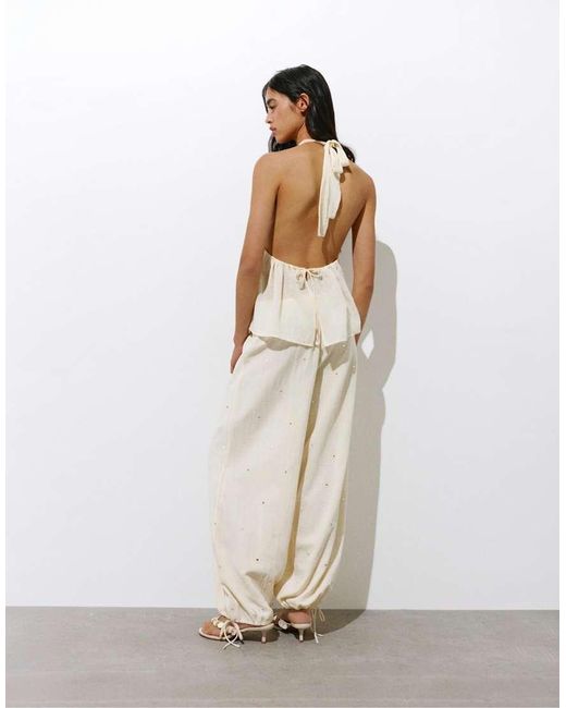 Pull&Bear Haltertop Met Spiegeltjes in het White