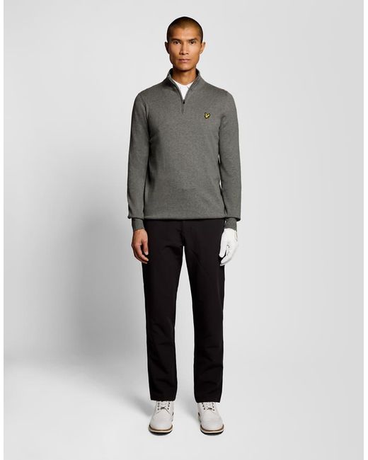 Lyle & Scott Gray Mid Knits Golf Quarter Zip Jumper for men