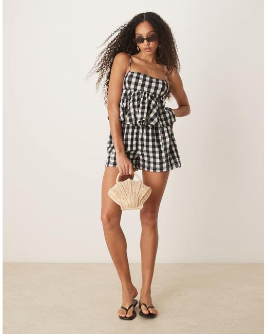 Pantaloncini Neri A Quadri di Free People in Natural