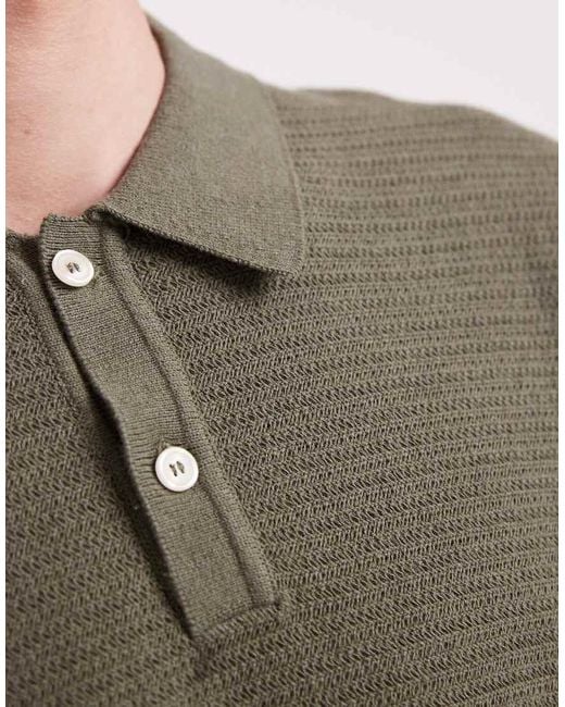 Redefined Rebel Green Izan Boxy Fit Short Sleeve Knit Polo for men
