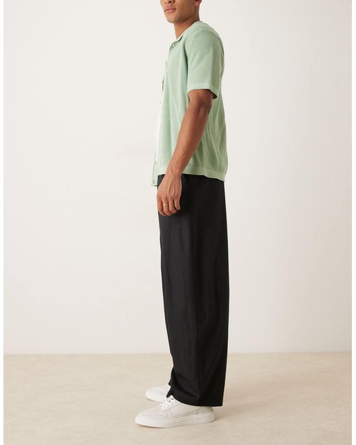 ASOS – elegante leinenhose in Black für Herren