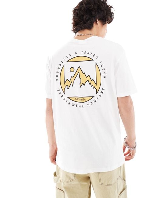 Columbia White Brice Creek Mountain Back Print T-shirt for men