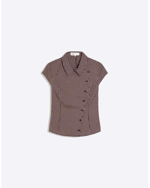 Bershka Blue Short Sleeve Cross-button Shirt