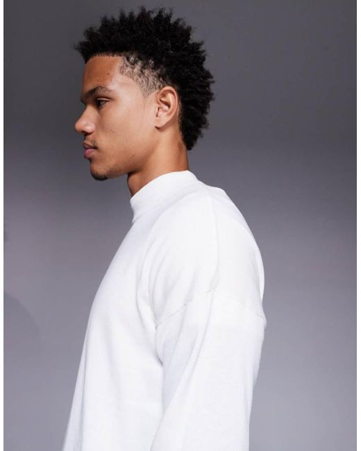 ASOS White Relaxed Long Sleeve Knitted Turtle Neck T-Shirt for men
