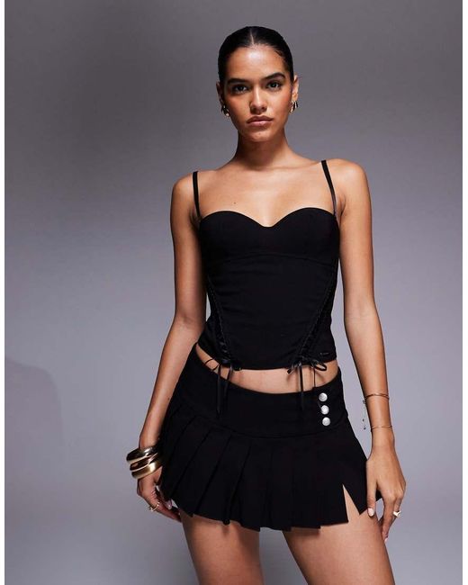 I.AM.GIA Black Remini Button Detail Pleated Ultra Mini Skort