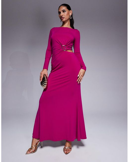 Robe longue en jersey avec découpe - magenta Forever New en coloris Pink