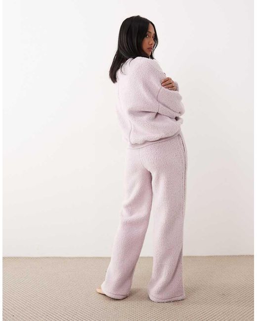 ASOS Red Asos Design Petite Lounge Cuddle Crew Neck Sweat & Wide Leg Trouser Set