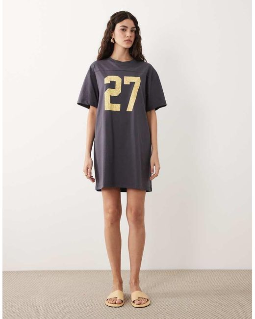 ASOS Multicolor Oversized T-shirt Mini Dress With Contrast Varsity Graphic