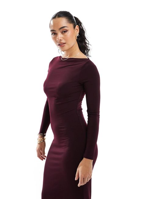 Miss Selfridge Red Long Sleeve Jersey Maxi Dress
