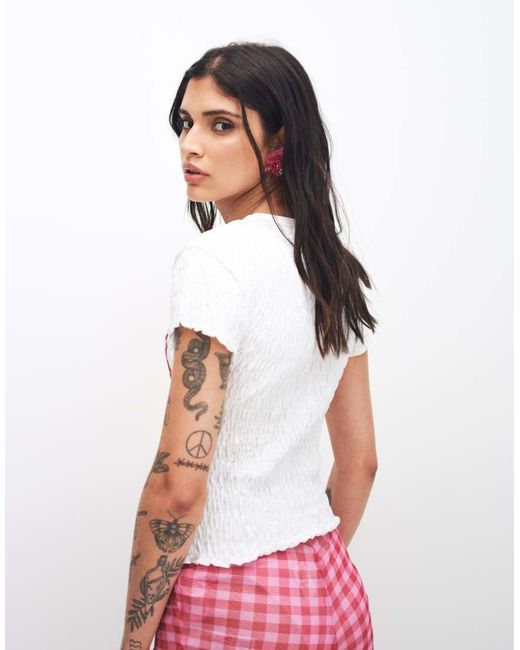 ASOS White Shirred Baby Tee With England Soccer Graphic