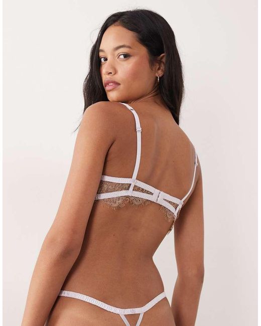 For Love & Lemons Brown Holly Lace Detail Thong Co-Ord