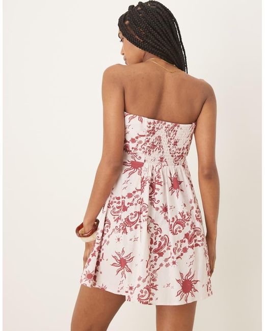 Vestido Corto Con Y Escote Palabra De Honor Plegado De -Sin Color ASOS de color Pink