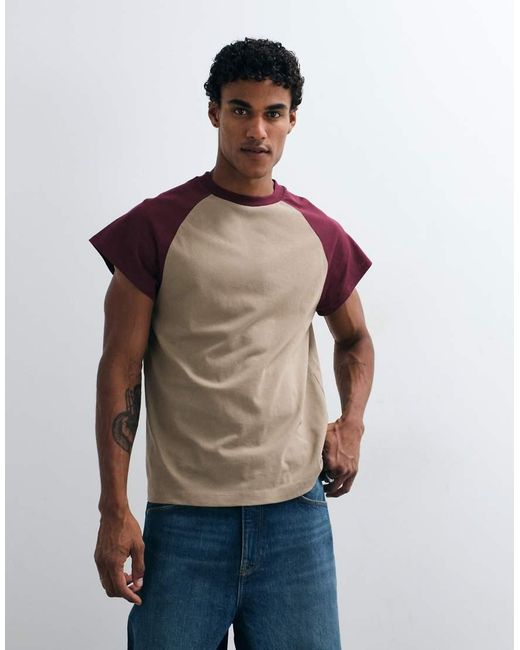 ASOS Natural Relaxed Raglan T-Shirt for men