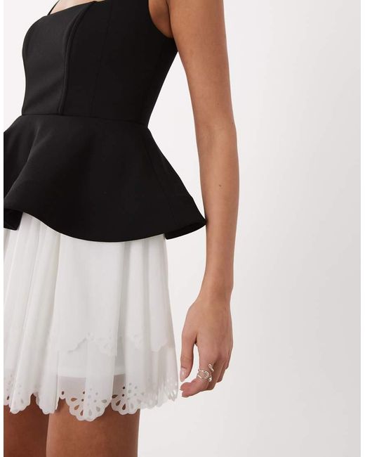 ASOS Black Mini Dress With Broderie Skirt